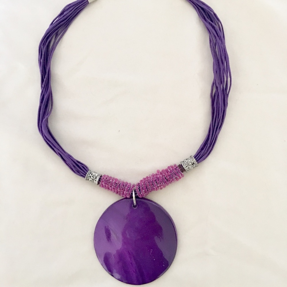 Purple seashell choker necklace